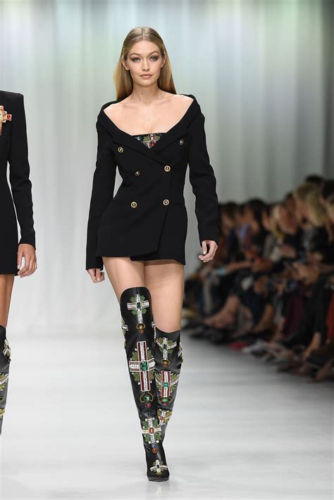 gigi hadid versace man milan|gigi hadid versace tights.